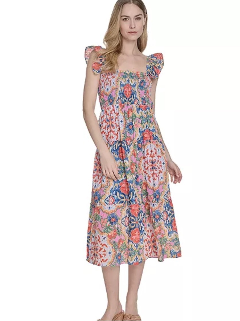 Vince Camuto
Women's Printed Square-Neck Ruffle-Strap Dress - Picture 2 of 3